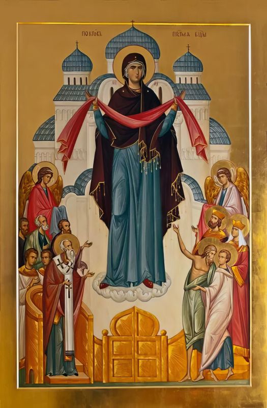 Protection of the Mother of God painted icon