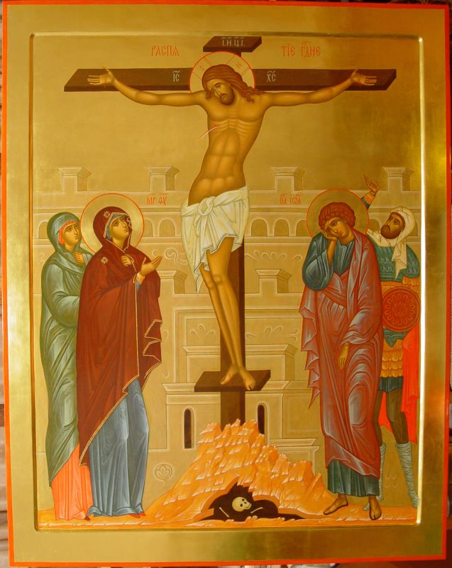Розп'яття Христа рукописна ікона