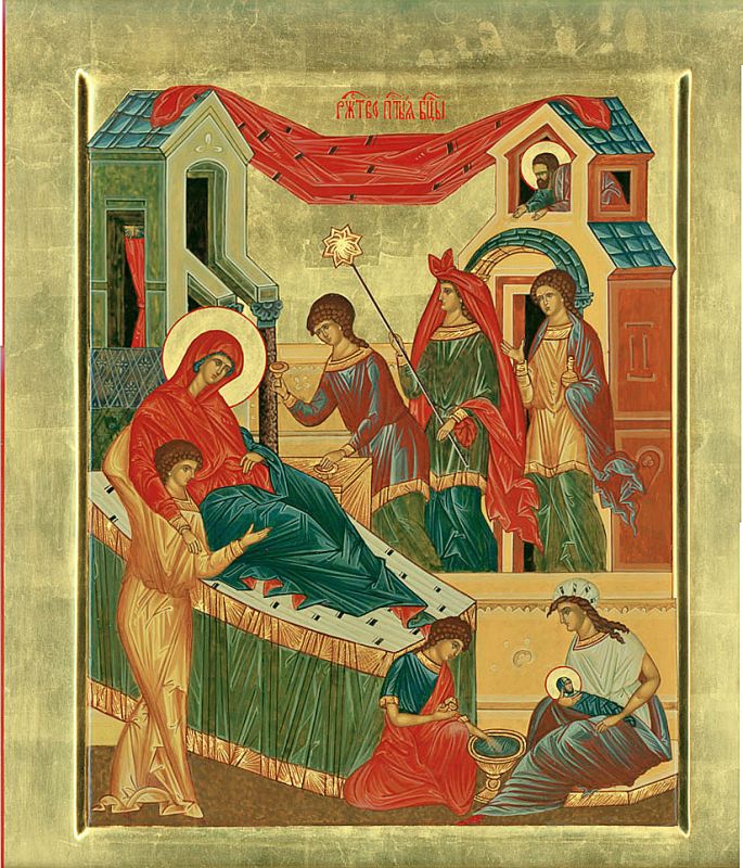 Різдво Богородиці рукописна ікона