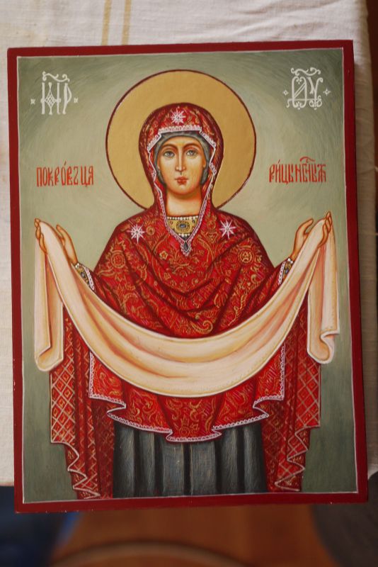 Protection of the Virgin handwritten icon